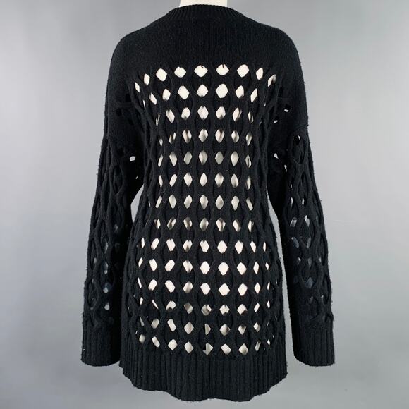 OSCAR DE LA RENTA Size M Black Cut Out Cable Knit Sweater - Picture 3 of 7